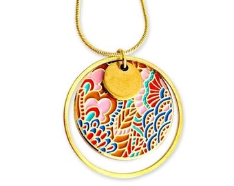 Collier or femme pendentif bohème chic