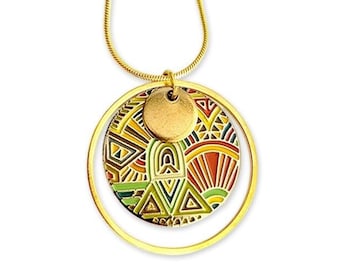 Collier pendentif ethnique motif aztèque pour femme