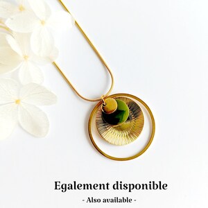 Boucles d'oreilles vert et or pour femme, bijoux boho chic, cadeau pour elle, bijoux fantaisie bohème chic, bijou automne, cadeau pour maman image 8