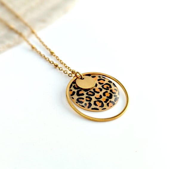 Leopard Print Women\'s necklace Amazon.com: CEALXHENY Leopard Necklace for Women Teardrop  main image 2