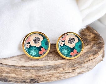 Boucles d'oreilles puces cabochons pour femme, pour fille