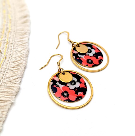 Elegant Red and Black Women\'s Earrings Amazon.com: BERYUAN Baroque Earring Black Red Rhinestone  main image 3