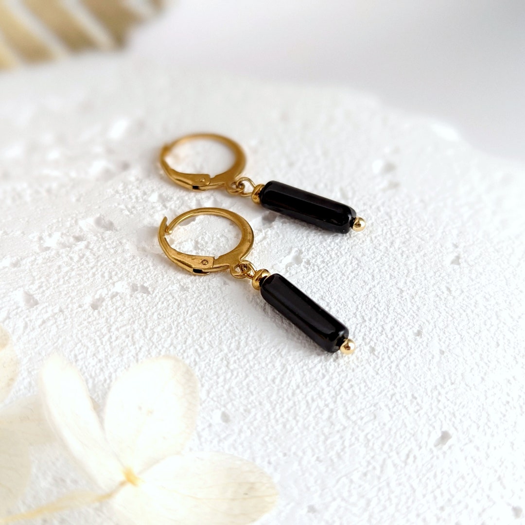 Chevilles Oreilles Onyx Noir Pierre Naturelle - Plugs Double Évasés Jusqu'à 30mm
