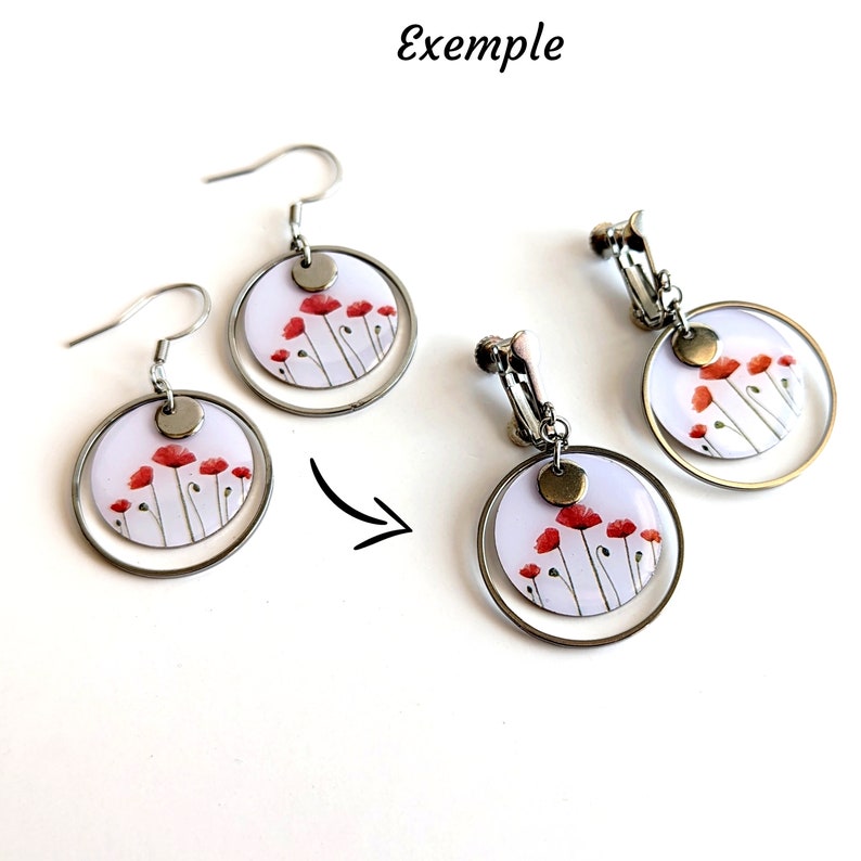 OPTION: Adaptation to clip earrings, clips only adaptable to our earring models, dangling clips for women image 2