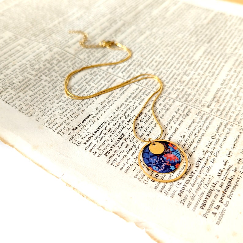 Gold necklace with boho pendant, colorful blue red orange jewelry for women, boho chic jewelry, gift for mom, gift for her image 7