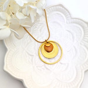 Collier or en laiton doré et acier inoxydable pendentif rond pour femme, collier bohème, cadeau bijou fait main, idée cadeau pour elle
