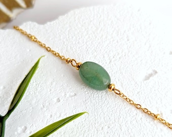 Bracelet pierre fine naturelle d'aventurine verte pour femme