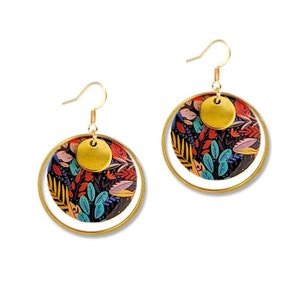 Boucles d'oreilles pendantes florales scintillantes vertes et