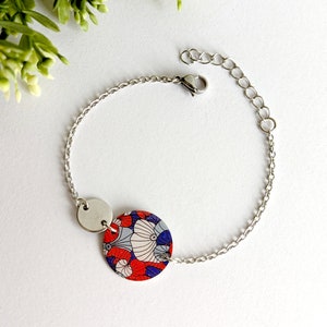 Parure de bijoux femme japonais bleu rouge et argent, collier, bracelet et boucles d'oreilles, cadeau maman, cadeau pour elle image 6