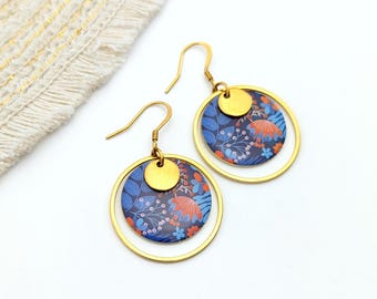 Gold or silver earrings for women, colorful boho chic earrings, original handmade jewelry, gift idea for her