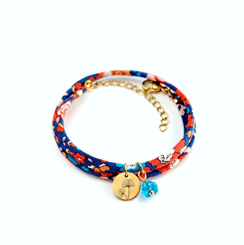 Bracelet cordon Liberty personnalisé fleur de naissance, cadeau bijou personnalisé, bracelet breloque personnalisé pour marraine, pour maman image 7