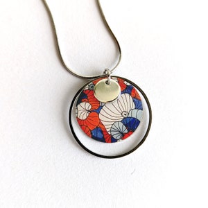 Japanese blue red and silver women's jewelry set, necklace, bracelet and earrings, mom gift, gift for her image 8