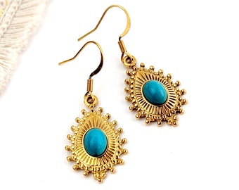 Boucles d'oreilles gouttes turquoise pour femme