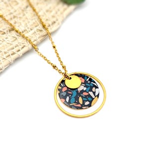 Resin and stainless steel pendant necklace for women, handmade costume jewelry, mom gift, gift idea for her, original jewelry