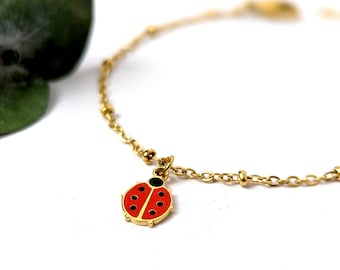 Bracelet breloque coccinelle pour fille