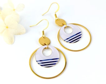 Boucles d'oreilles marinière pour femme