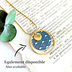 Boucles d'oreilles femme vagues japonaises, bijou coloré, boucles d'oreilles bleu or, cadeau pour elle, bijoux fantaisie, cadeau fait main image 9