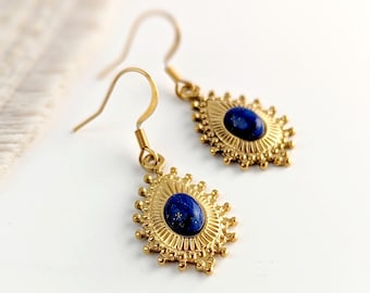 Boucles d'oreilles gouttes Lapis Lazuli pour femme