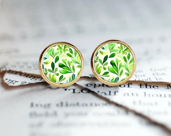 Boucles d'oreilles puces cabochons marguerites colorées en acier inoxydable chirurgical