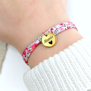 Bracelet cordon Liberty personnalisé pour femme, bijou prénom personnalisable, idée cadeau maman, bracelet personnalisé, cadeau pour elle image 9