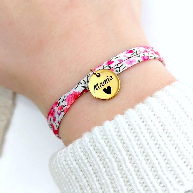 Bracelet cordon Liberty personnalisé pour femme, bijou prénom personnalisable, idée cadeau maman, bracelet personnalisé, cadeau pour elle image 9