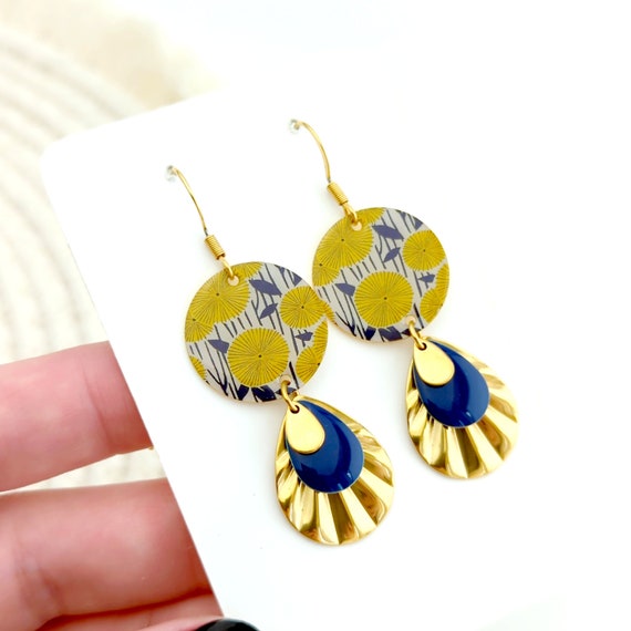 Gold Dangle Earrings for Women Costume Jewelry Handmade Gift Gift for Her Original and Colorful Earrings Etsy Ireland