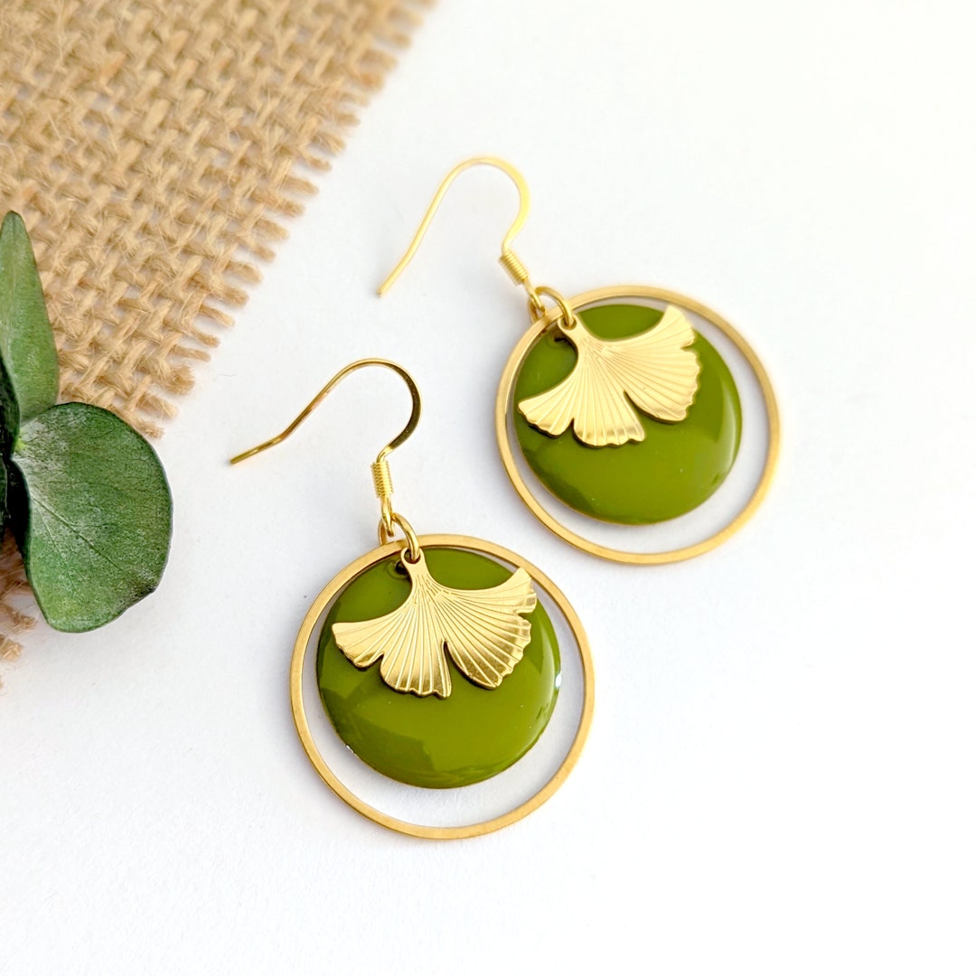 Boucles d'Oreilles Ginkgo Orbit Dorées