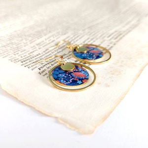 Women's gold boho earrings, blue orange red Women's costume jewelry, handmade gift Colorful boho jewelry, gift for her image 7