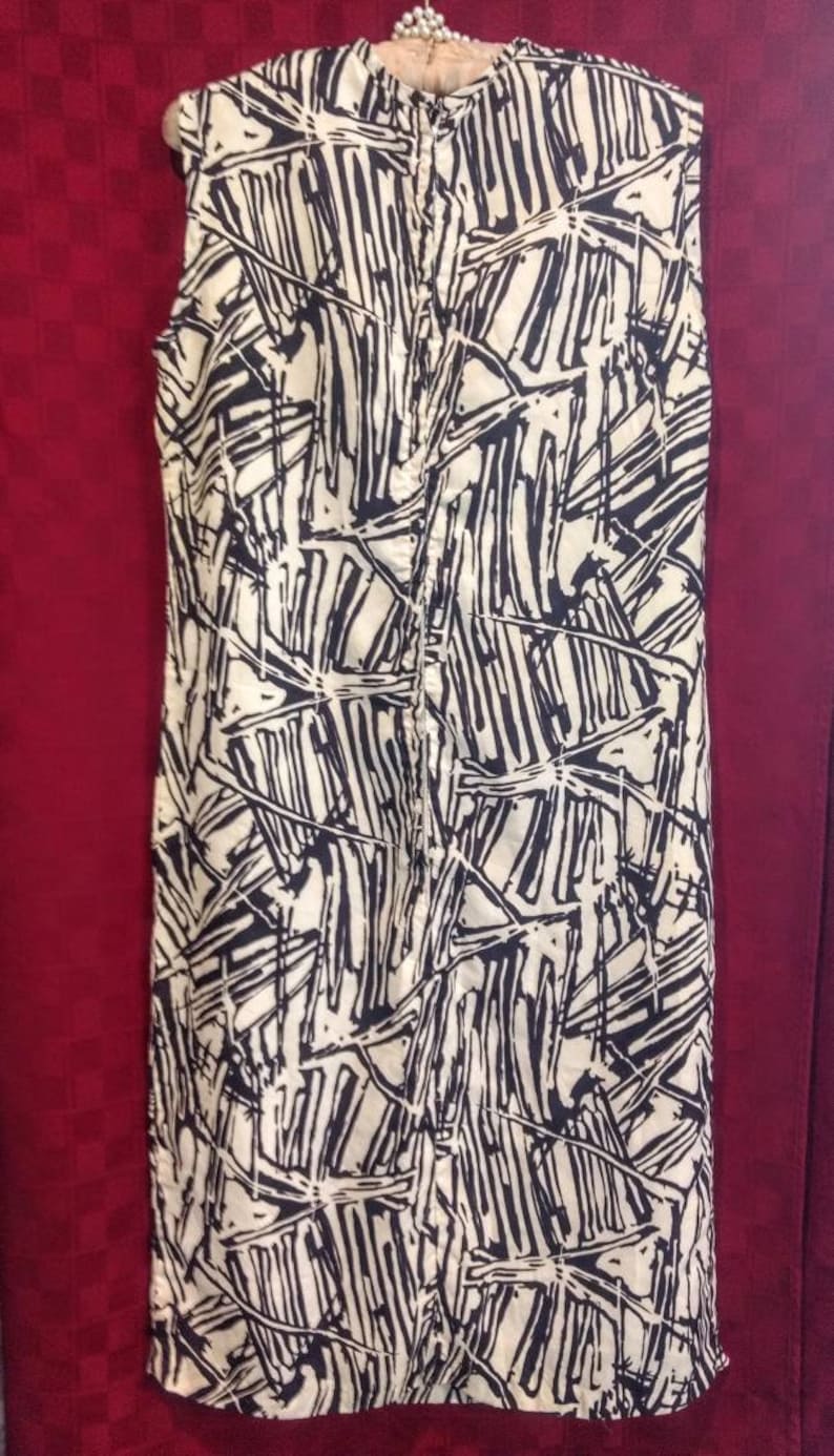 disco gypsy Mod sheath dress vintage sixties 1960/'s Mad Men cocktail party wiggle dress Abstract print date night bust size 38