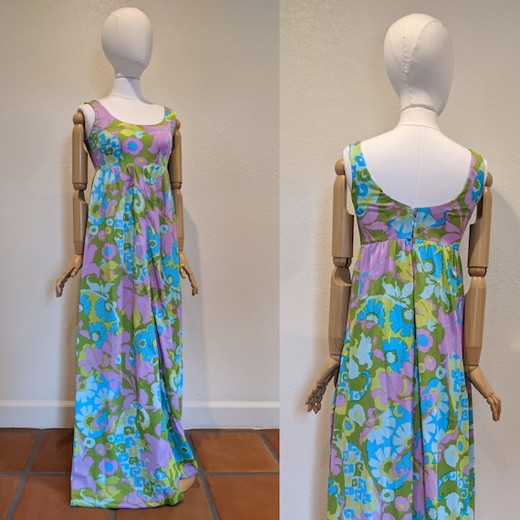 Vintage Floral Maxi dress 1960s/ 1970s Boho Hippie