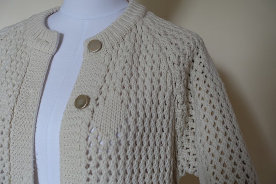 Vintage knit sweater, hand Crochet size  S - image 2