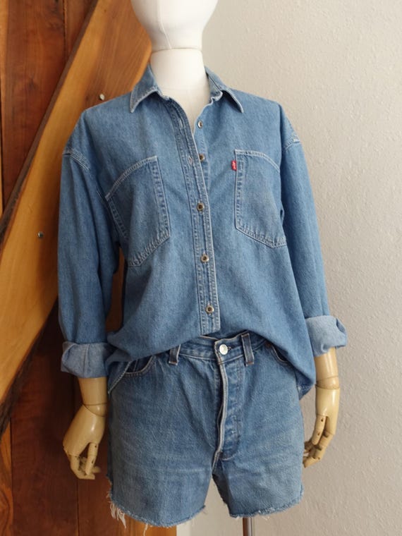 Levis vintage denim button down, S/M - image 3