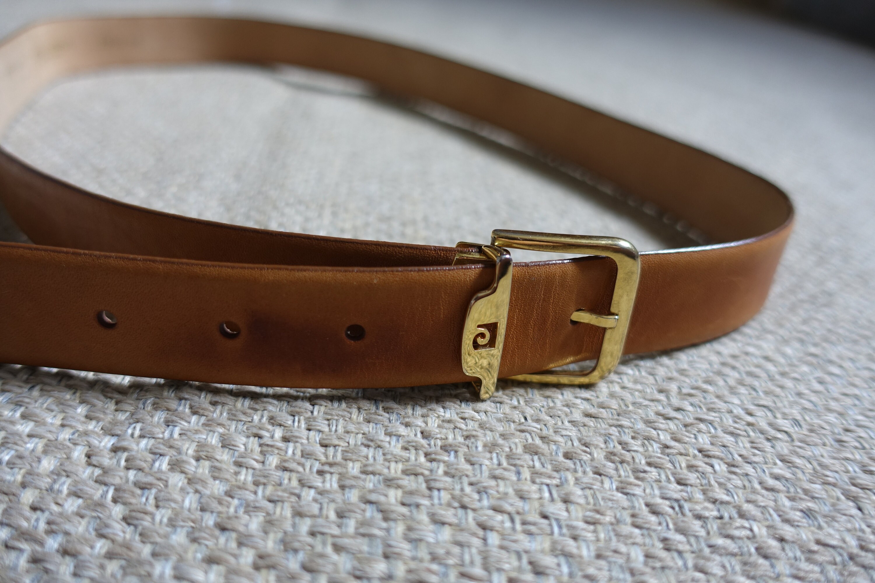 Ceinture En Cuir Vintage Pierre Cardin Marron - Taille 100 (environ 100 Cm) - Occasion Très Bon état