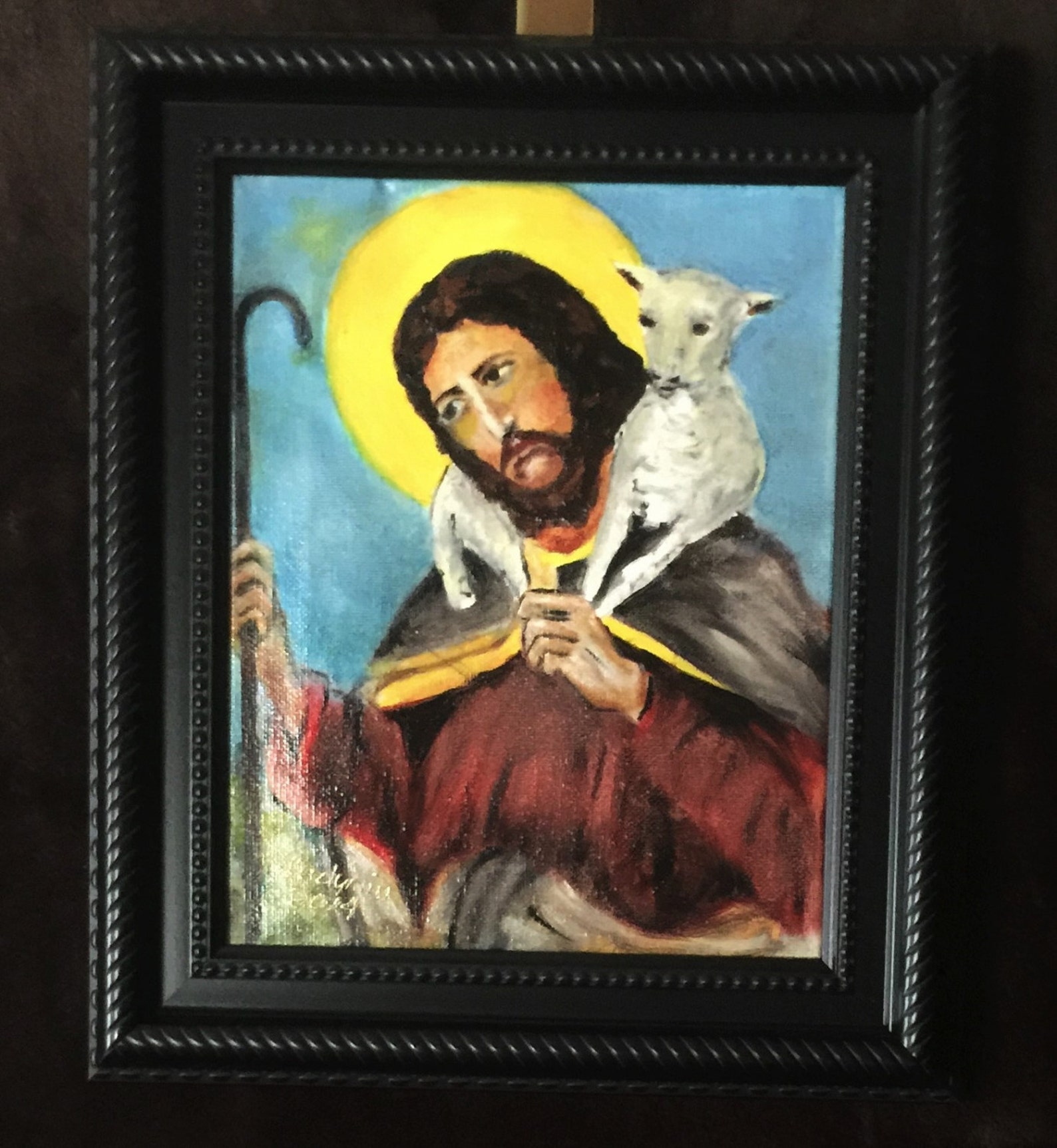 JESUS WITH a LAMB 59 Original Oil Painting 8x - Etsy