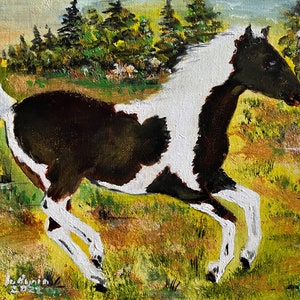 WILD HORSE (195) original oil painting on the canvas panel, 8&quot;x10&quot;