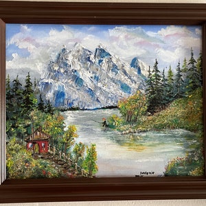 MOUNTAIN (148) original oil painting on the stretched canvas, 11&quot;x14&quot;