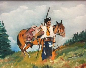 MAN WITH a HORSE (10) handmade oil painting 11"x14"