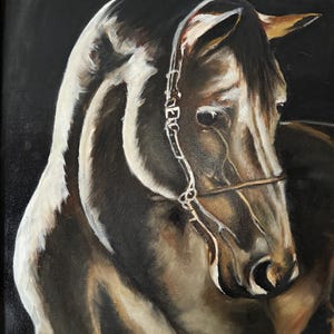 HORSE (225) original oil painting on the canvas panel, 16&quot;x20&quot;
