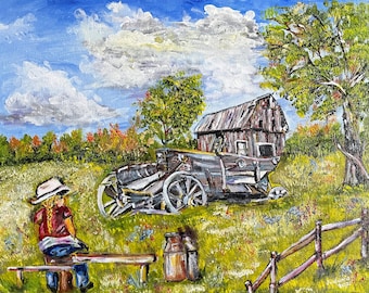 OLD FARM (164) original oil painting on canvas panel, 11"x14"