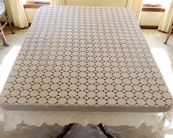 Vintage Crocheted Rectangular Tablecloth