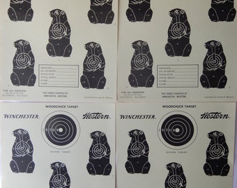 Four Vintage  Winchester-Western "Woodchuck Target" Paper Targets