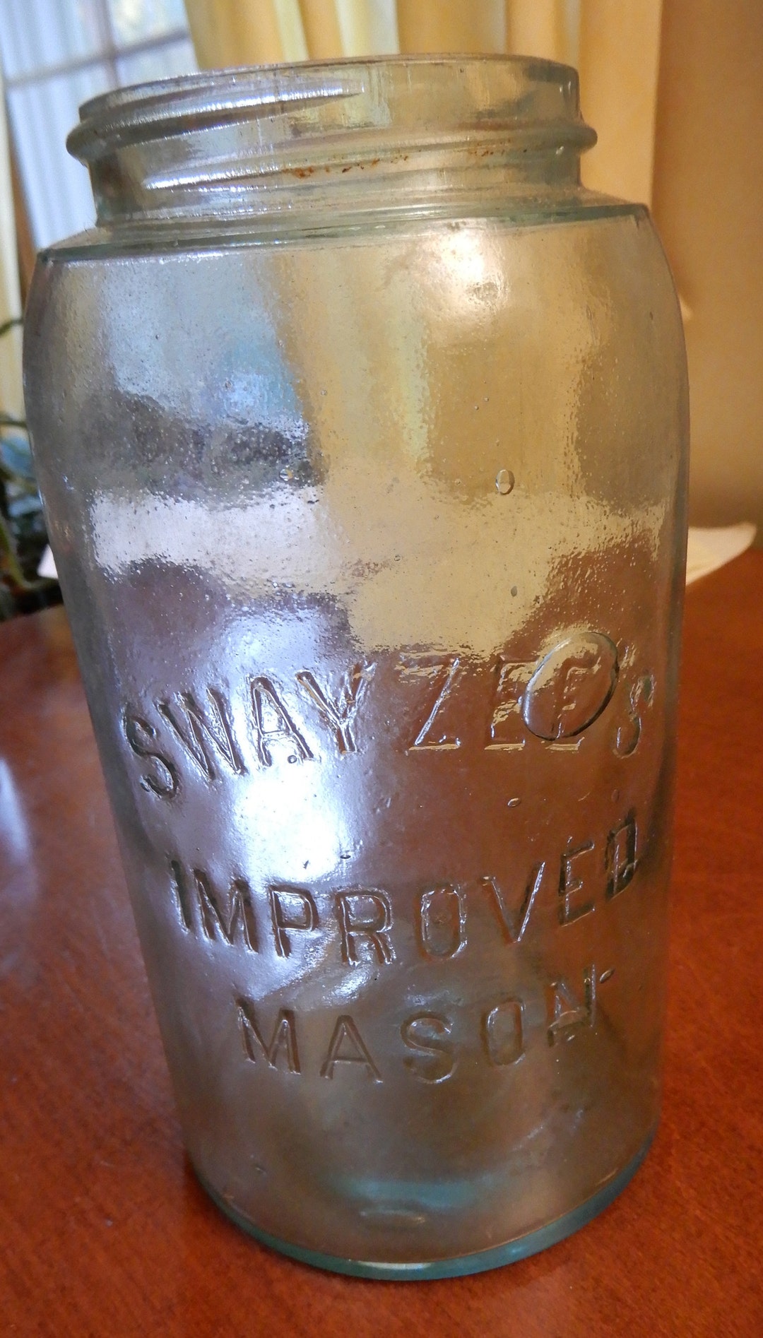 Antique Blue Swayzee's Improved Mason Quart Jar Etsy