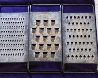 Set of 3 Vintage Metal Hand Graters