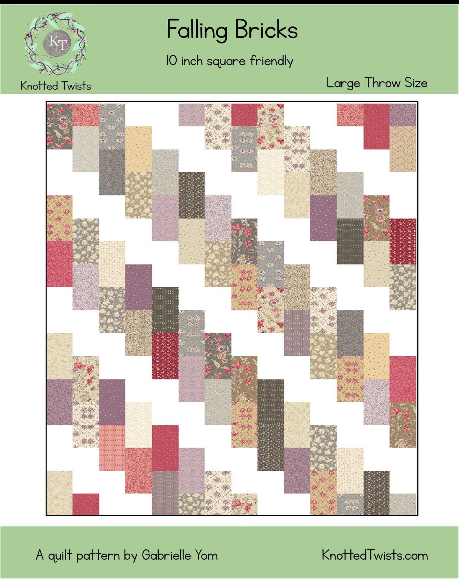 Falling Bricks Easy Beginner Digital Quilt Pattern - Etsy