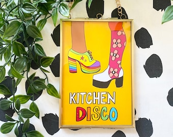 Kitchen Disco Wall Art Print | Kitchen Prints | Retro Prints | Funky Quote Print | Retro Wall Art | Retro Decor | Funky Prints | A4 | A5
