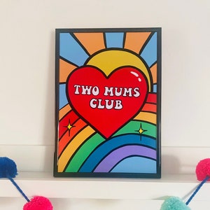 Two Moms Club Art Print, Children's Wall Art, LGBTQ Family Nursery, Two Moms New Baby Gift, Fertility Treatment Gift, LGBT Pregnancy Gift,