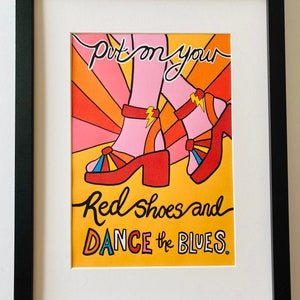 Lets Dance Art Print David Bowie Song Lyrics Illustration Ziggy Stardust Music Poster Music Wall Art Indie Rock Music Poster image 8