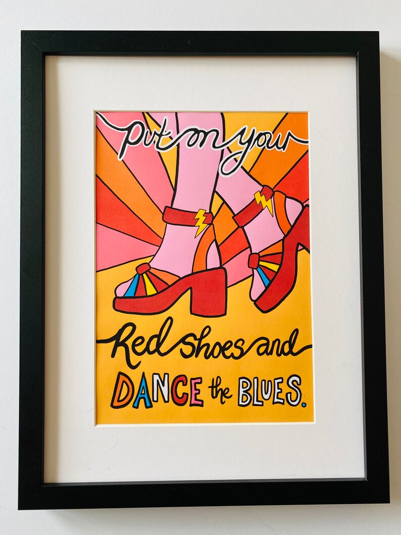 Lets Dance Art Print David Bowie Song Lyrics Illustration Ziggy Stardust Music Poster Music Wall Art Indie Rock Music Poster image 8