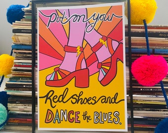 Let’s Dance Art Print | David Bowie Song Lyrics Illustration | Ziggy Stardust | Music Poster | Music Wall Art | Indie | Rock | Music Poster