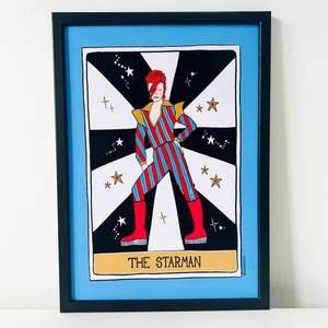 Lámina artística de Starman, láminas de tarot, arte mural de Ziggy Stardust, retro, pósteres musicales, láminas artísticas de Bowie, galería de música, regalos para amantes de la música